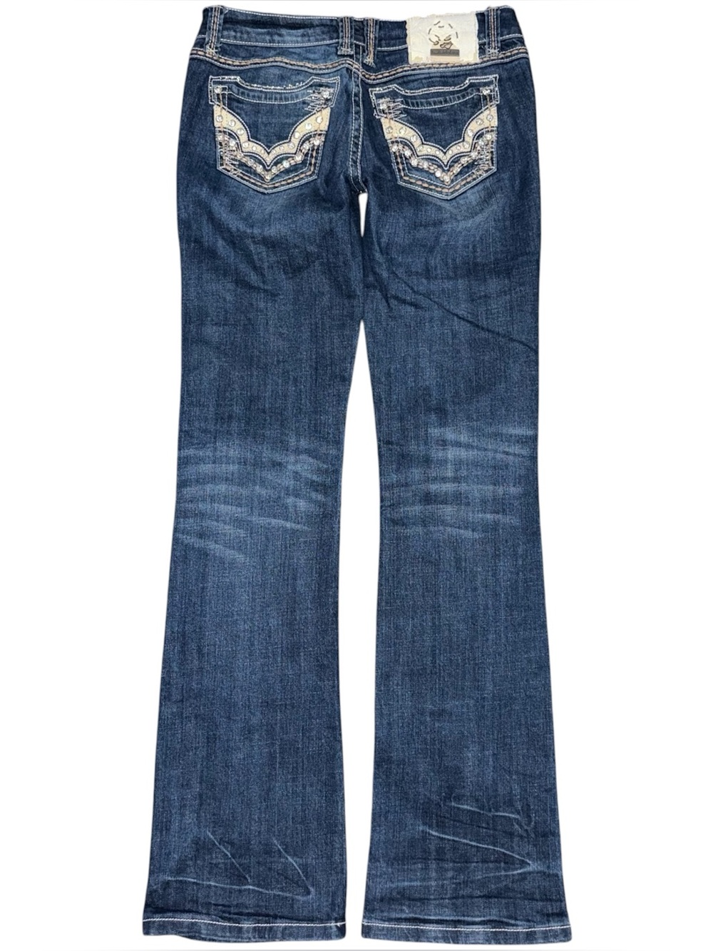 VTG Y2K LA Idol USA Bootcut Jeans Size 7 Embellished Western Denim Cowgirl 30x34